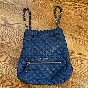 MZ Wallace Blue Like- New Backpack with leather handles. Inside pockets.